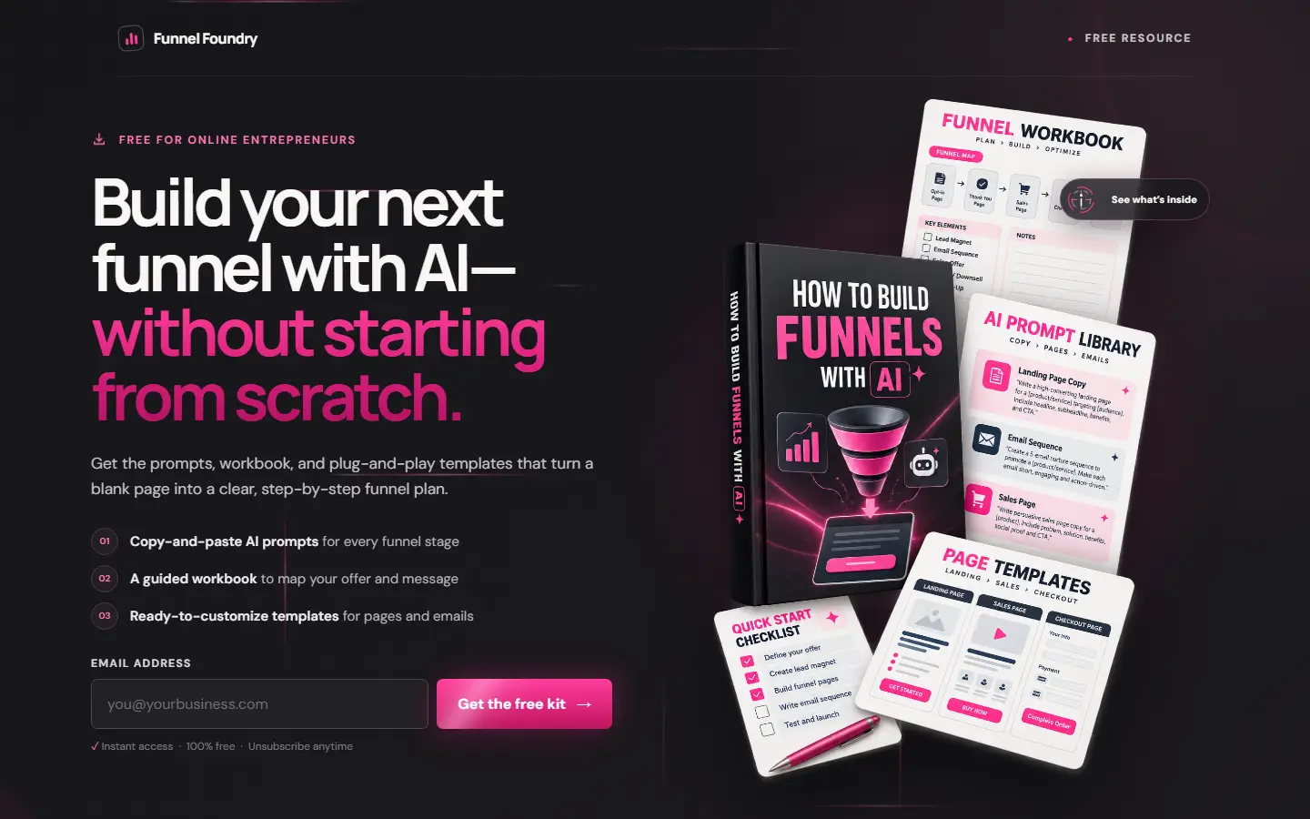 AI funnel guide — opt-in page template preview
