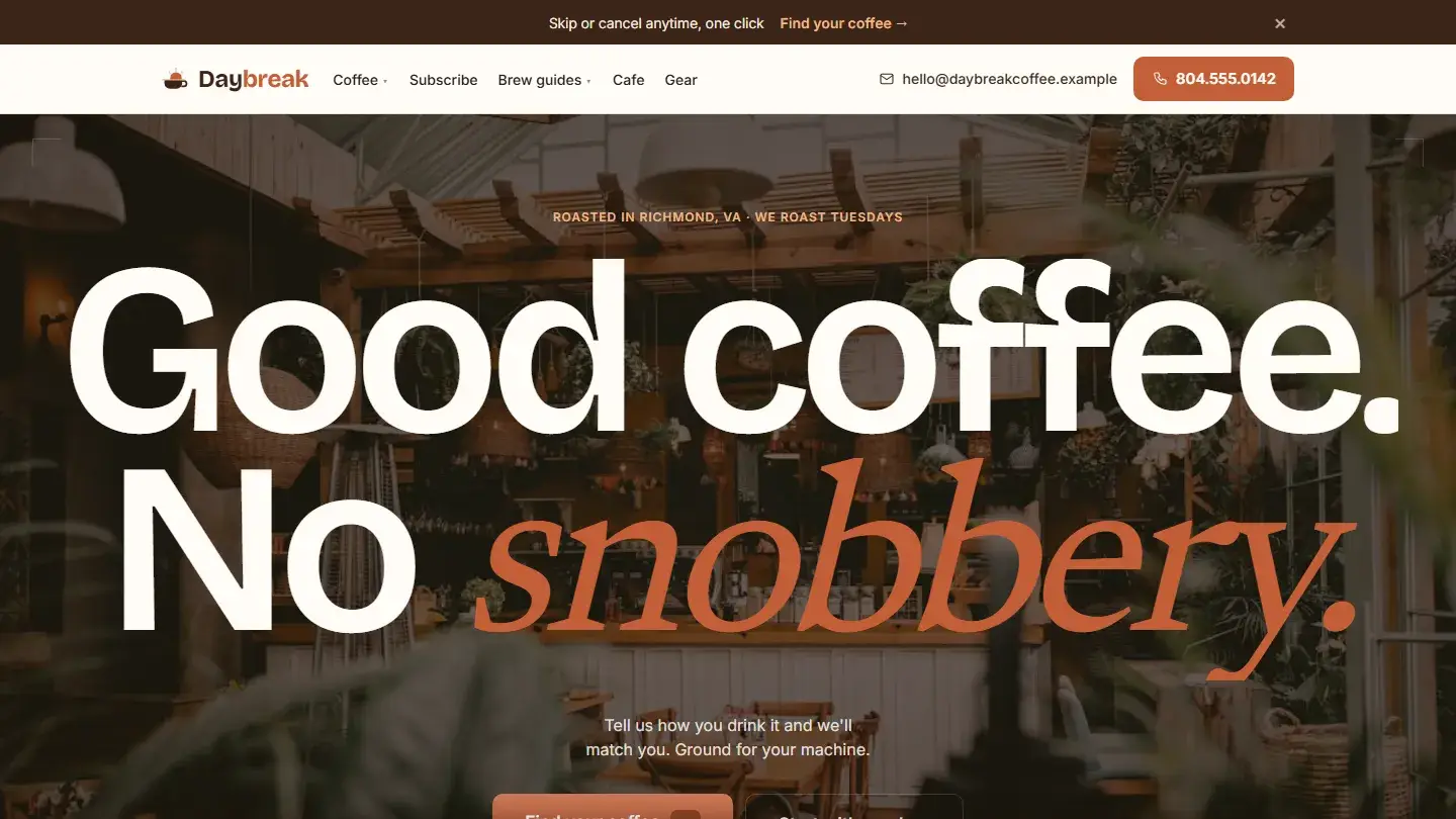 Daybreak — coffee storefront
